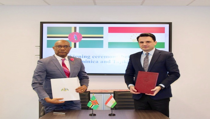 The signing ceremony of the Agreement on the exemption of visa requirements between Tajikistan and the Commonwealth of Dominica